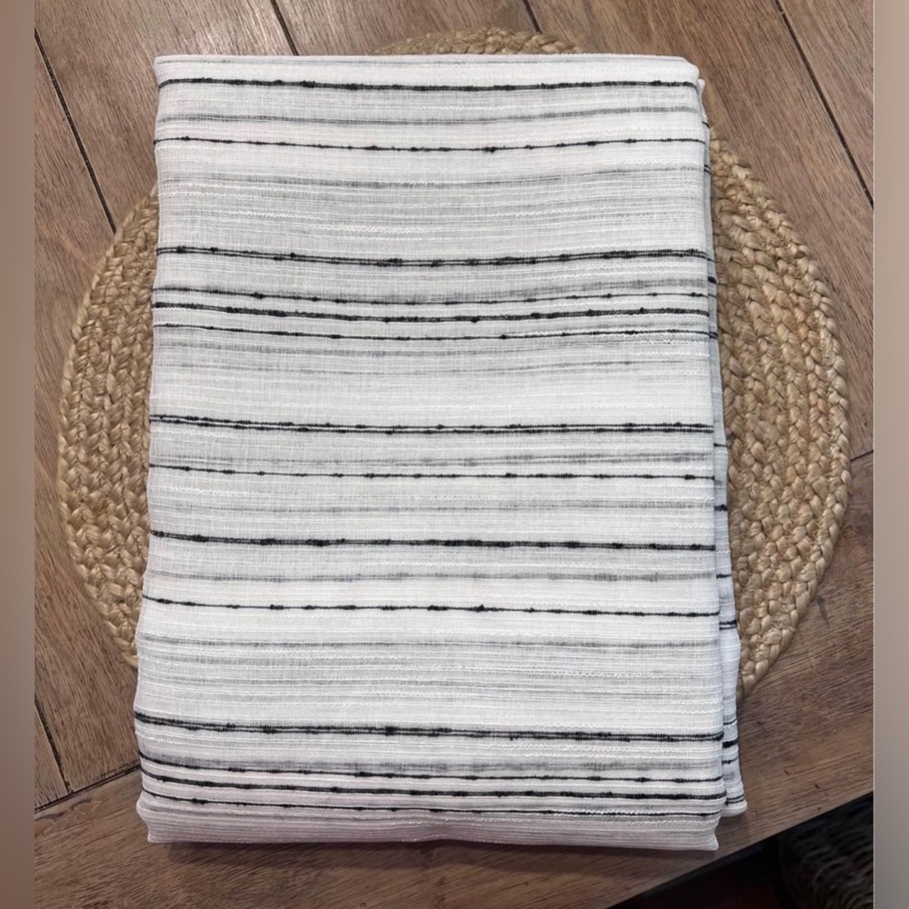 NEW Black/White Sheer Panels (2) 54”x84” horizontal stripes